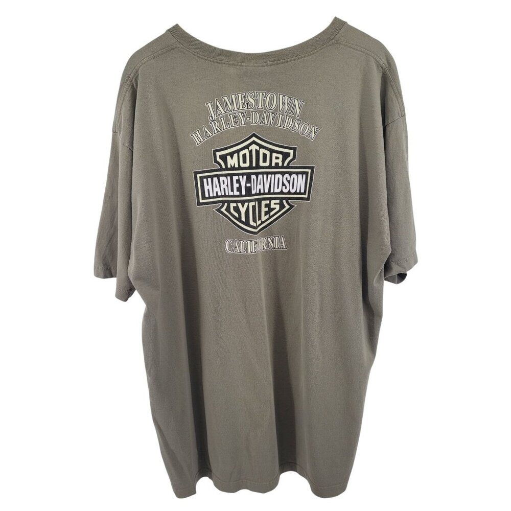Harley-Davidson Jamestown CA Pocket T-Shirt Men's 2X‎ Khaki Made in USA